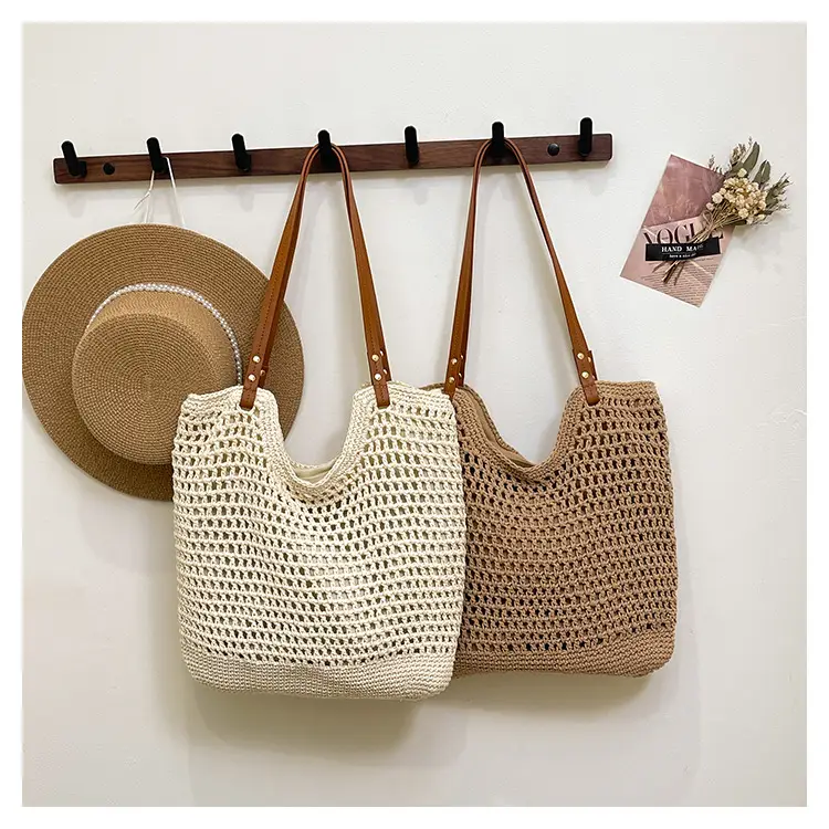 Women Woven Straw Beach Bag Large Capacity One Shoulder — feature 19