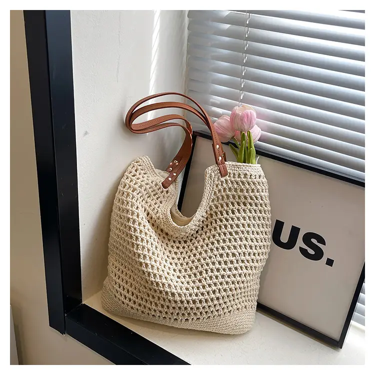 Women Woven Straw Beach Bag Large Capacity One Shoulder — feature 20