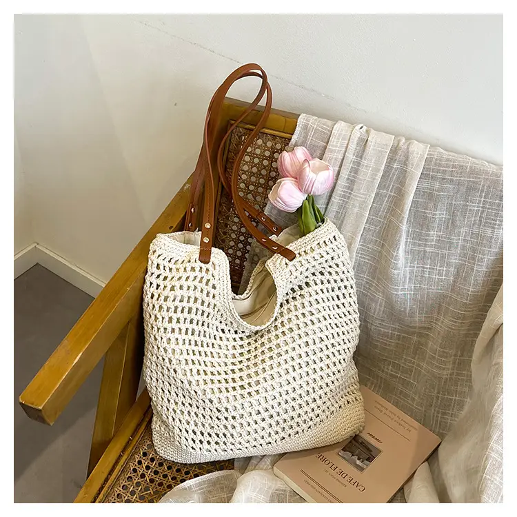 Women Woven Straw Beach Bag Large Capacity One Shoulder — feature 22