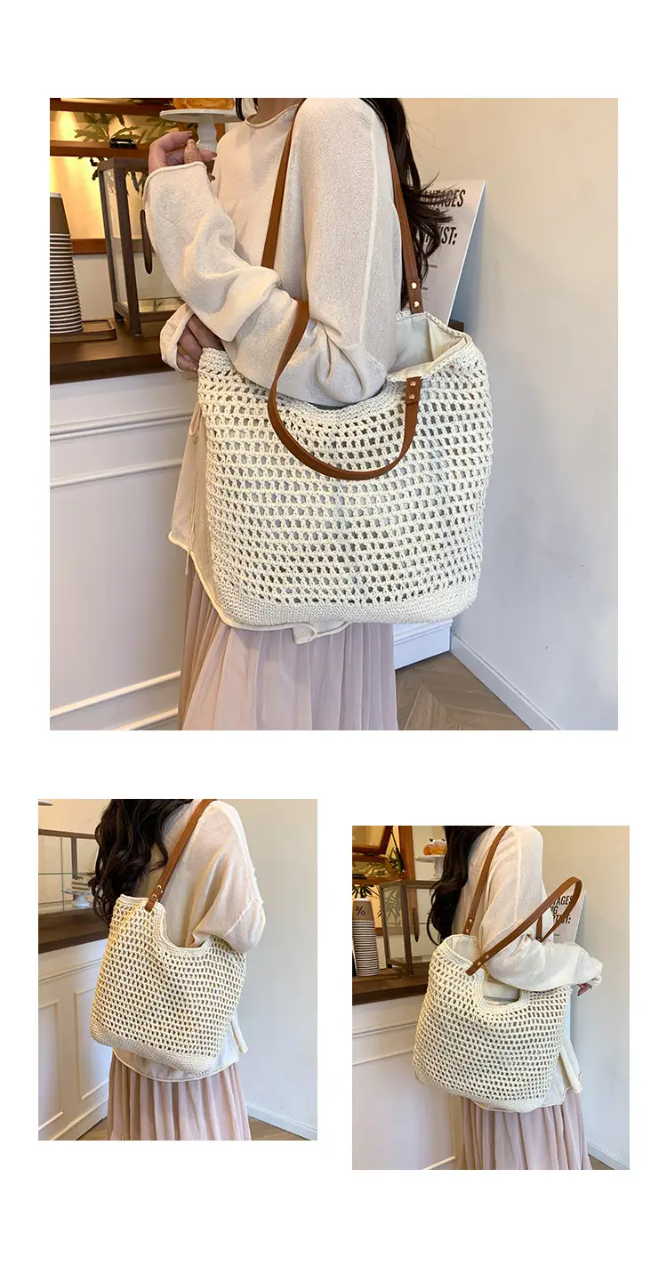 Women Woven Straw Beach Bag Large Capacity One Shoulder — feature 8