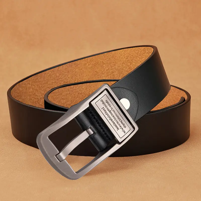 Vintage Leather Belt for Men with Pin Buckle - Image 5
