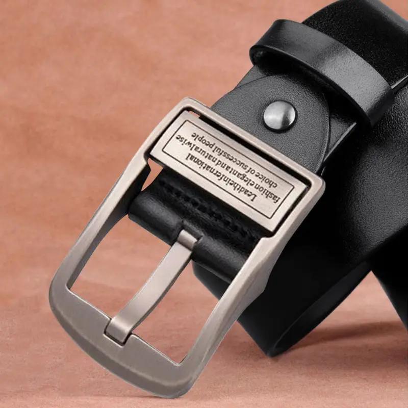 Vintage Leather Belt for Men with Pin Buckle — feature 2