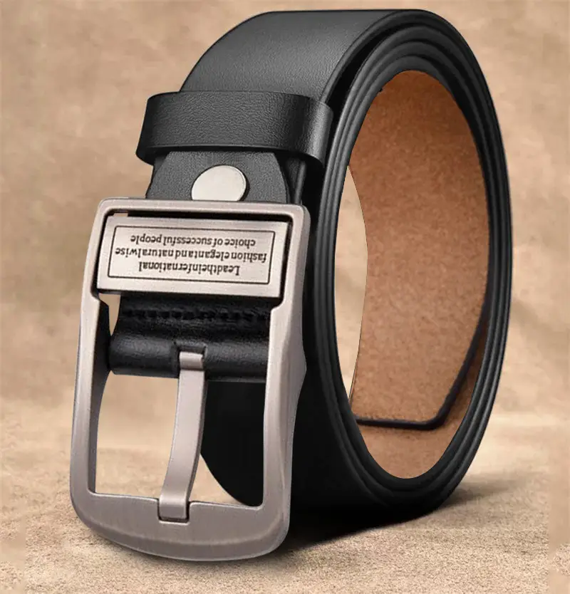 Vintage Leather Belt for Men with Pin Buckle — feature 4