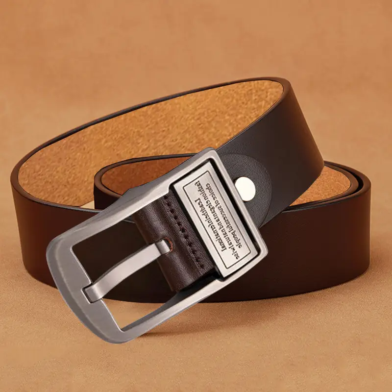Vintage Leather Belt for Men with Pin Buckle — feature 5