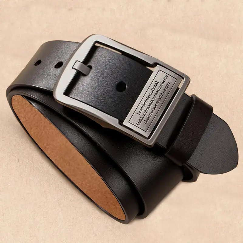 Vintage Leather Belt for Men with Pin Buckle — feature 7