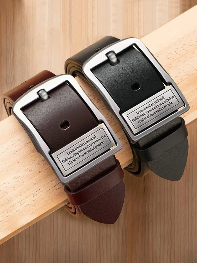 Vintage Leather Belt for Men with Pin Buckle — feature 8