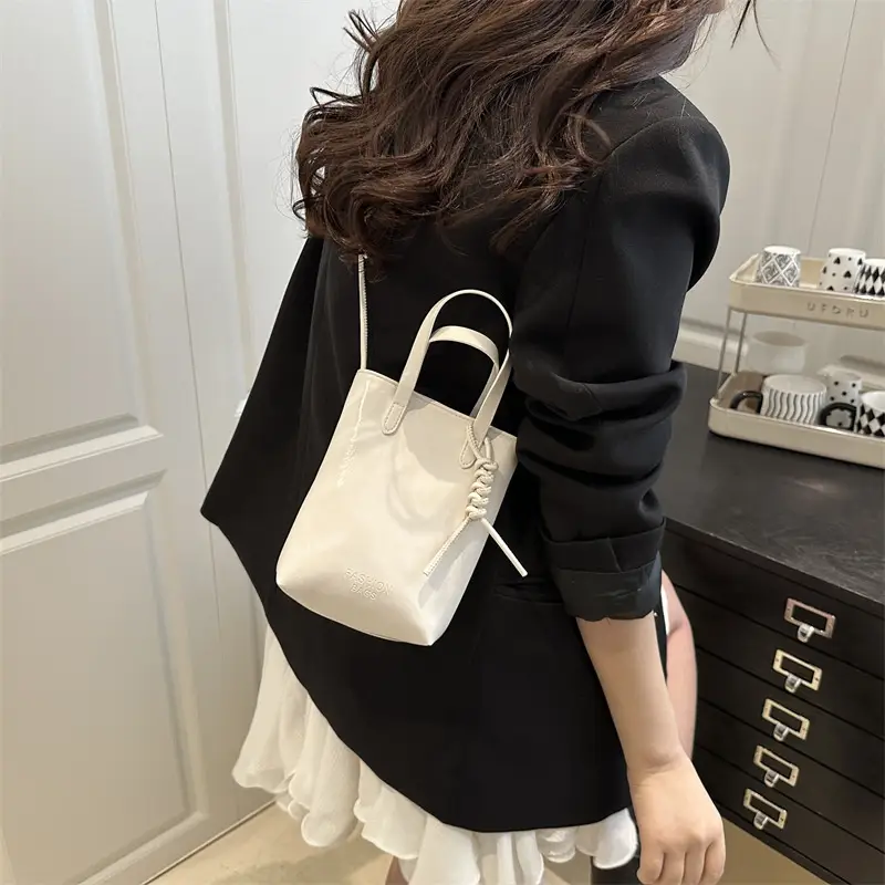 Women Silver Crossbody Bag with Handle Luggage Leather Goods - Image 9