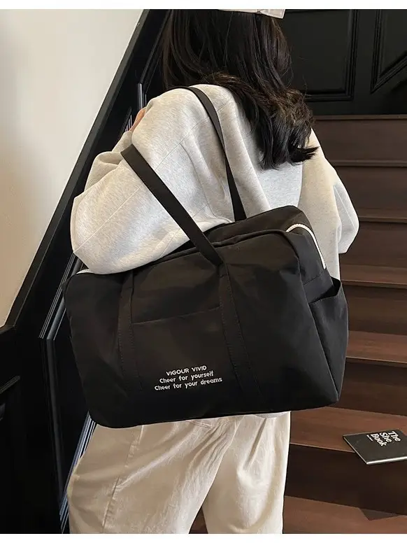 Yellow Zipper Shoulder Bag for Women Travel Shopping