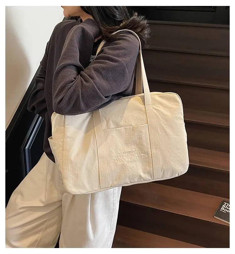 Yellow Zipper Shoulder Bag for Women Travel Shopping — feature 1