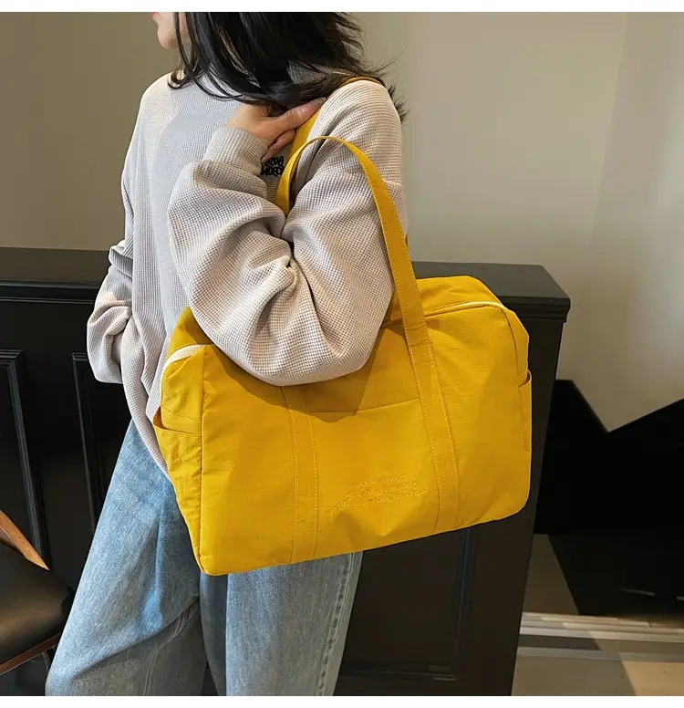 Yellow Zipper Shoulder Bag for Women Travel Shopping — feature 11