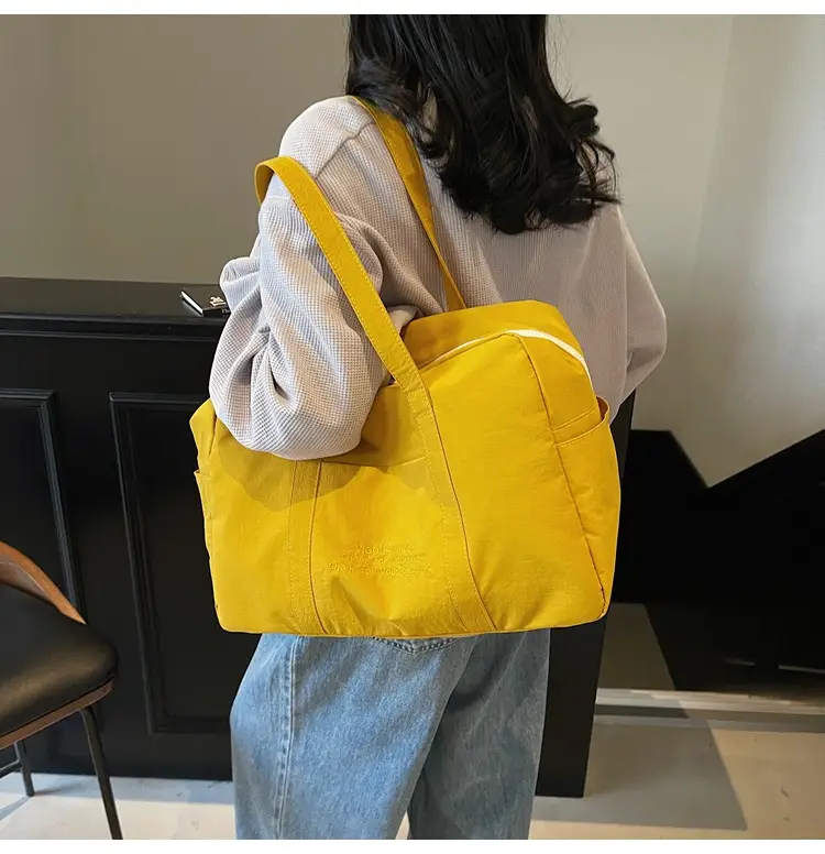 Yellow Zipper Shoulder Bag for Women Travel Shopping — feature 12