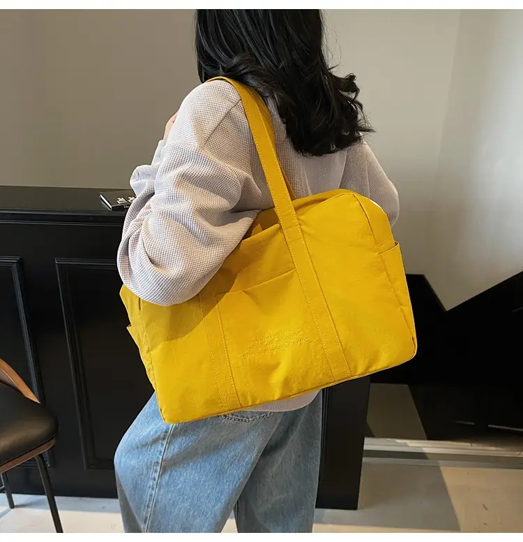 Yellow Zipper Shoulder Bag for Women Travel Shopping — feature 13