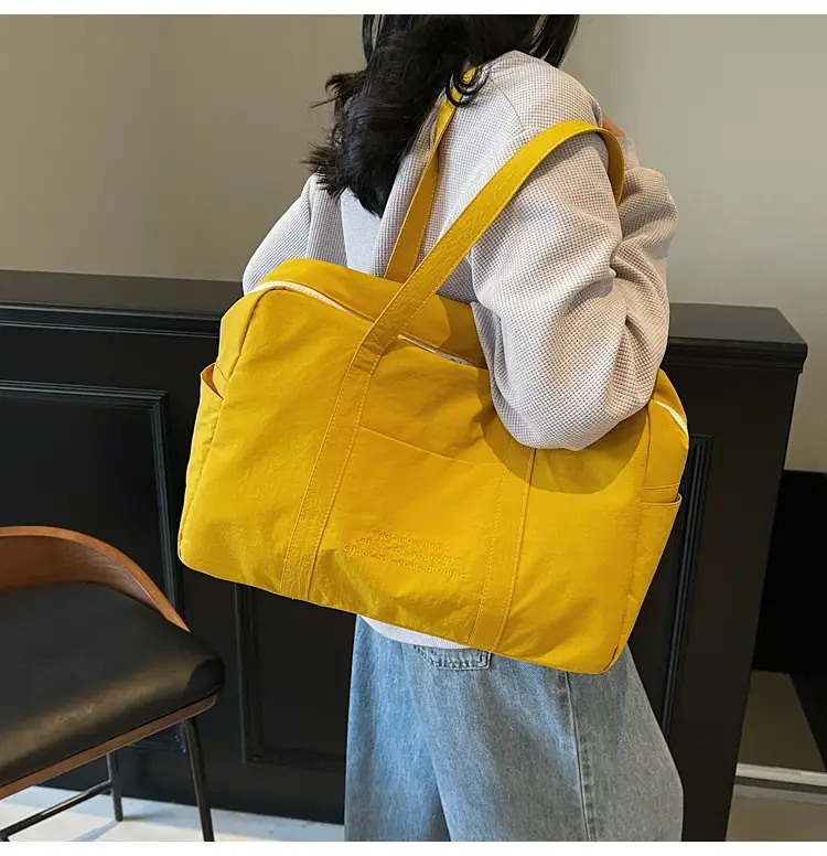 Yellow Zipper Shoulder Bag for Women Travel Shopping — feature 14