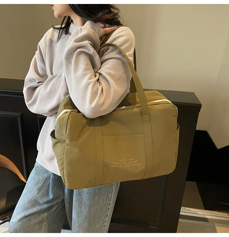 Yellow Zipper Shoulder Bag for Women Travel Shopping — feature 15