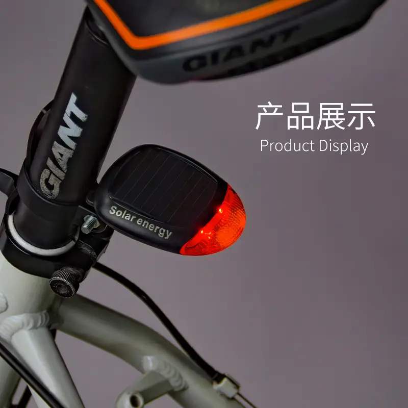 Bicycle Solar Tail Light Road Bike Night Riding Warning Light Charging Car Tail Light Mountain Bike Riding Equipment Accessories