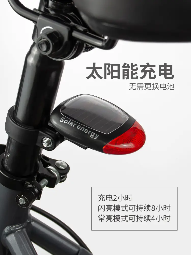 Bicycle Solar Tail Light Road Bike Night Riding Warning Light Charging Car Tail Light Mountain Bike Riding Equipment Accessories — feature 5