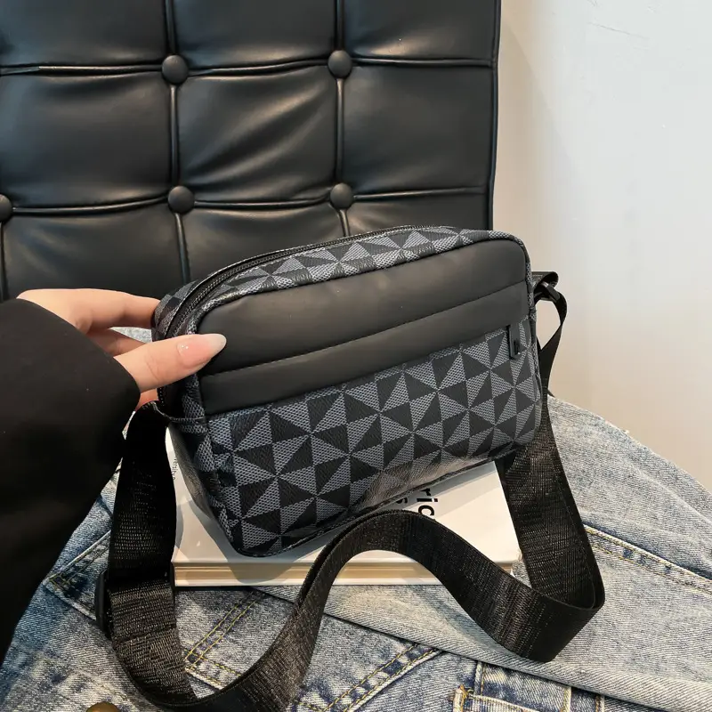 2025 Women's Black Geometric Crossbody Bag Mobile Phone Bag - Image 10