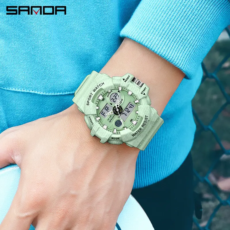 Sanda Waterproof Men's Digital Watch with Textured Strap