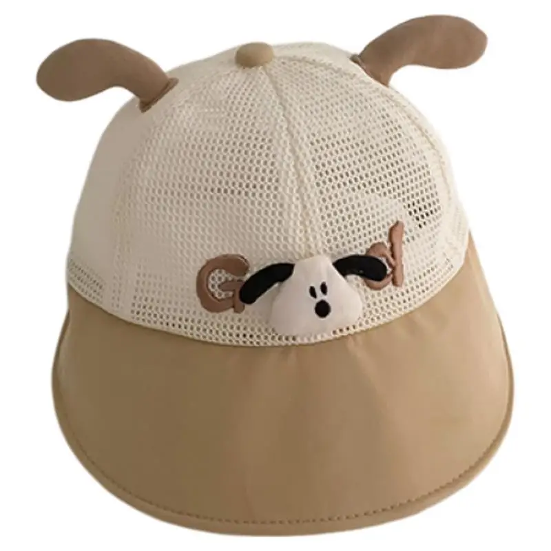 Children's Bear Ears Mesh Baseball Cap Brown White - Image 8