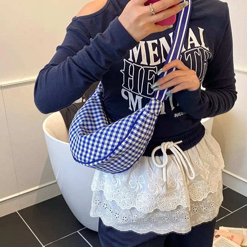 2025 Summer Yellow Checkered Shoulder Crossbody Bag - Image 7