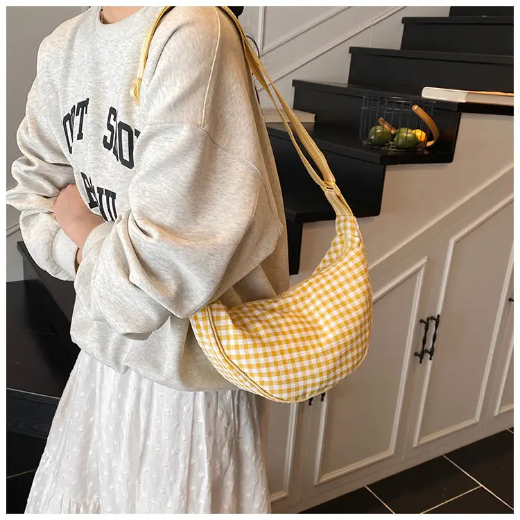 2025 Summer Yellow Checkered Shoulder Crossbody Bag — feature 14