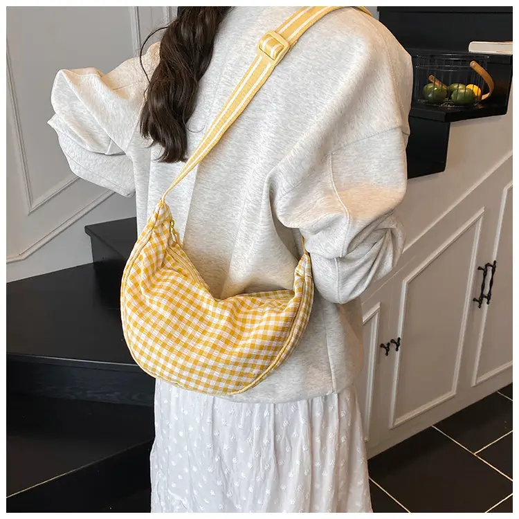 2025 Summer Yellow Checkered Shoulder Crossbody Bag — feature 16
