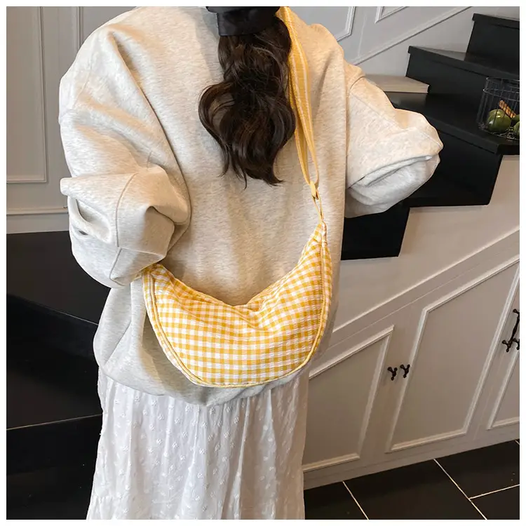2025 Summer Yellow Checkered Shoulder Crossbody Bag — feature 18