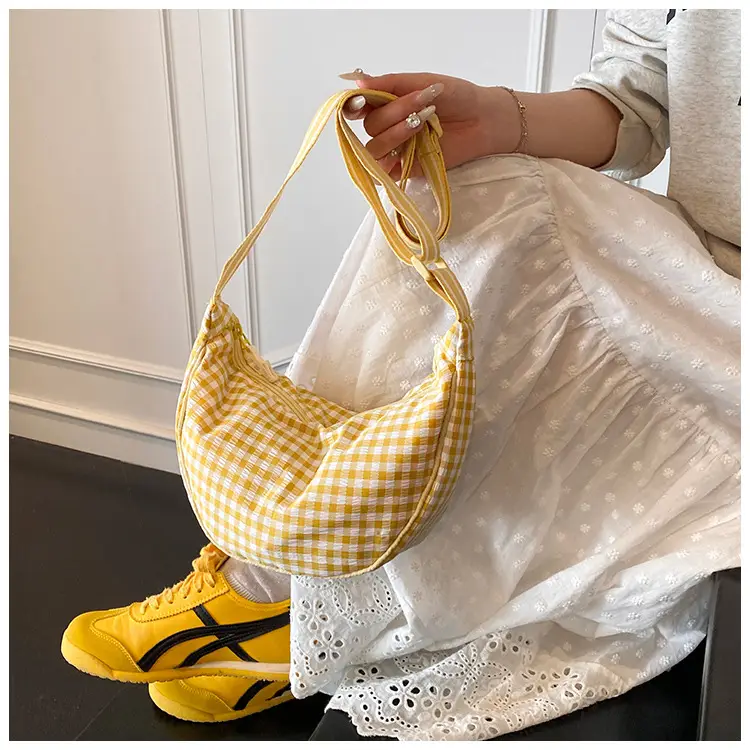 2025 Summer Yellow Checkered Shoulder Crossbody Bag — feature 19