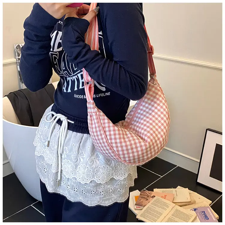 2025 Summer Yellow Checkered Shoulder Crossbody Bag — feature 31