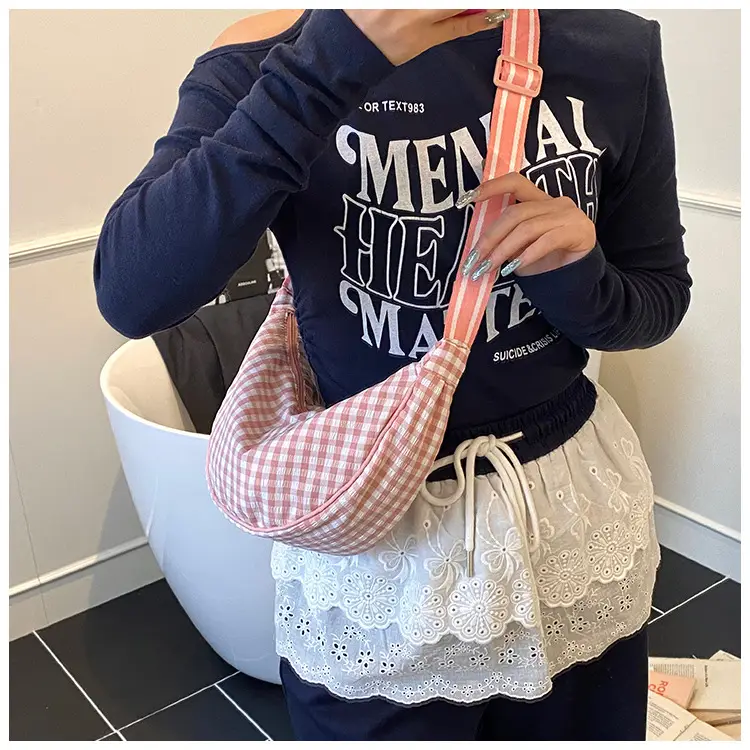 2025 Summer Yellow Checkered Shoulder Crossbody Bag — feature 34