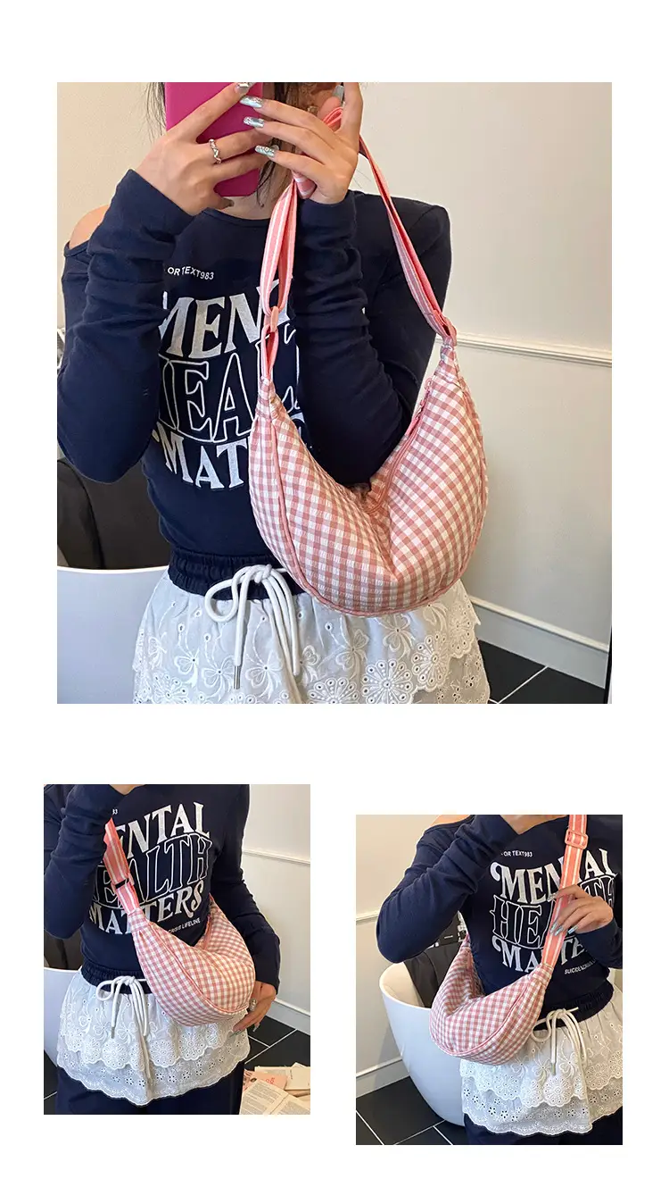 2025 Summer Yellow Checkered Shoulder Crossbody Bag — feature 5