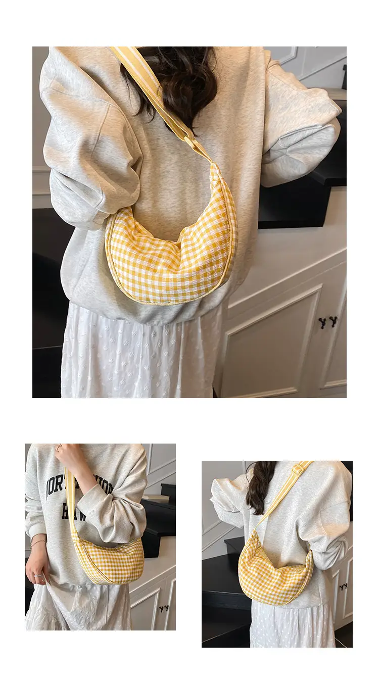 2025 Summer Yellow Checkered Shoulder Crossbody Bag — feature 8