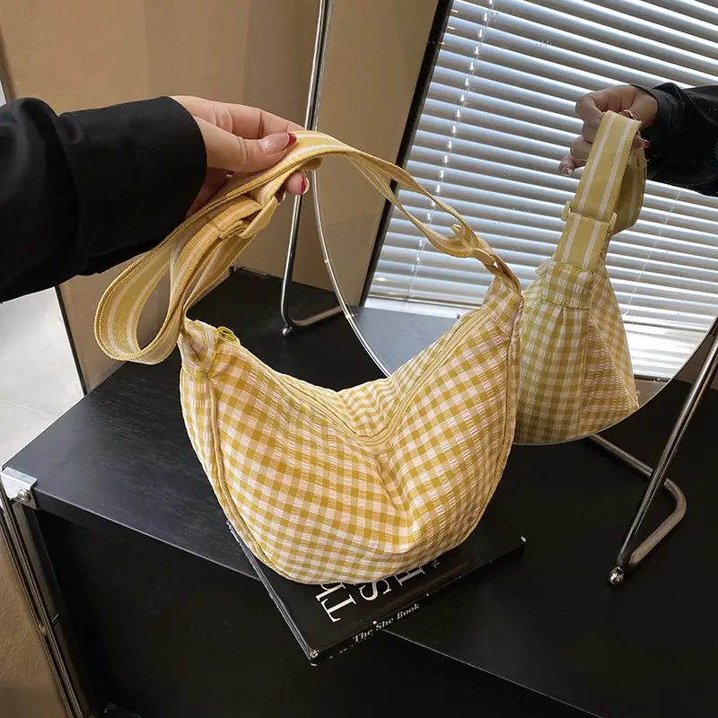 2025 Summer Yellow Checkered Shoulder Crossbody Bag - Image 4