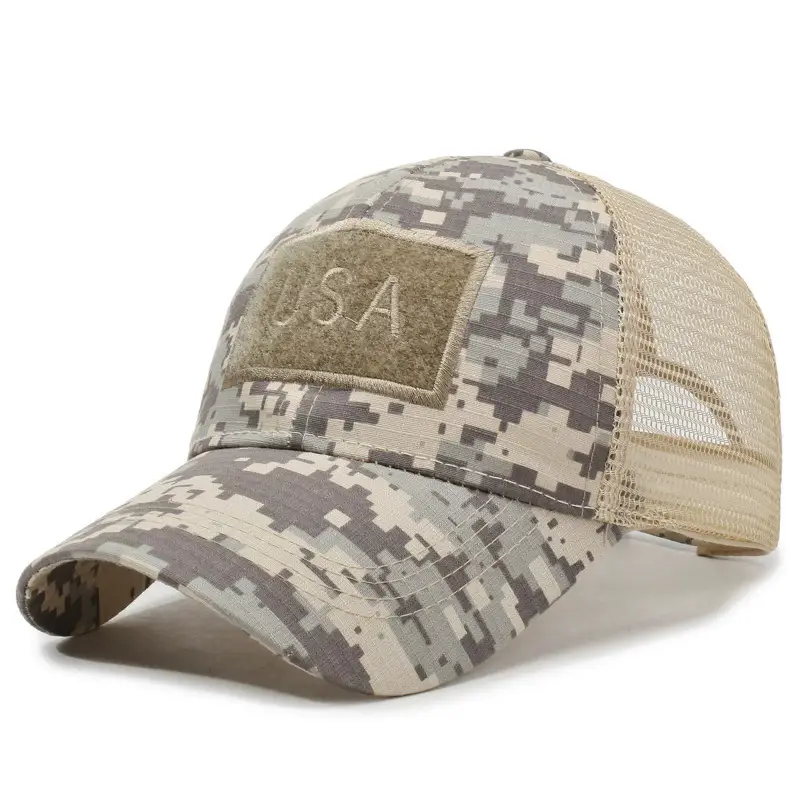 Tactical Camouflage Baseball Cap with Velcro & Mesh - Image 5