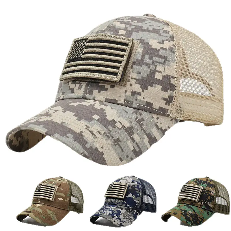 Tactical Camouflage Baseball Cap with Velcro & Mesh - Image 9