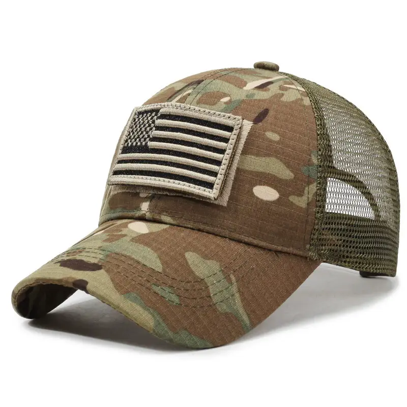 Tactical Camouflage Baseball Cap with Velcro & Mesh - Image 4