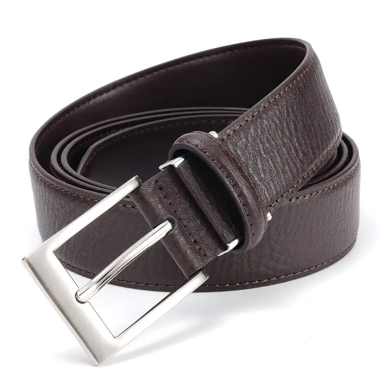 Men Genuine Leather Retro Brown Belt with Cross Buckle - Image 5