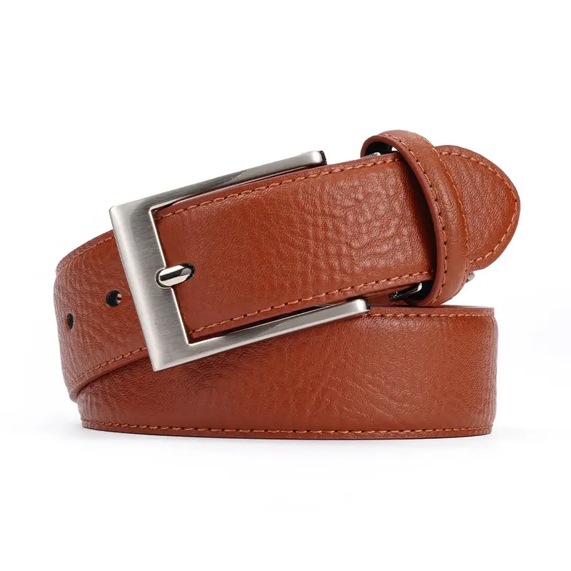 Men Genuine Leather Retro Brown Belt with Cross Buckle - Image 6