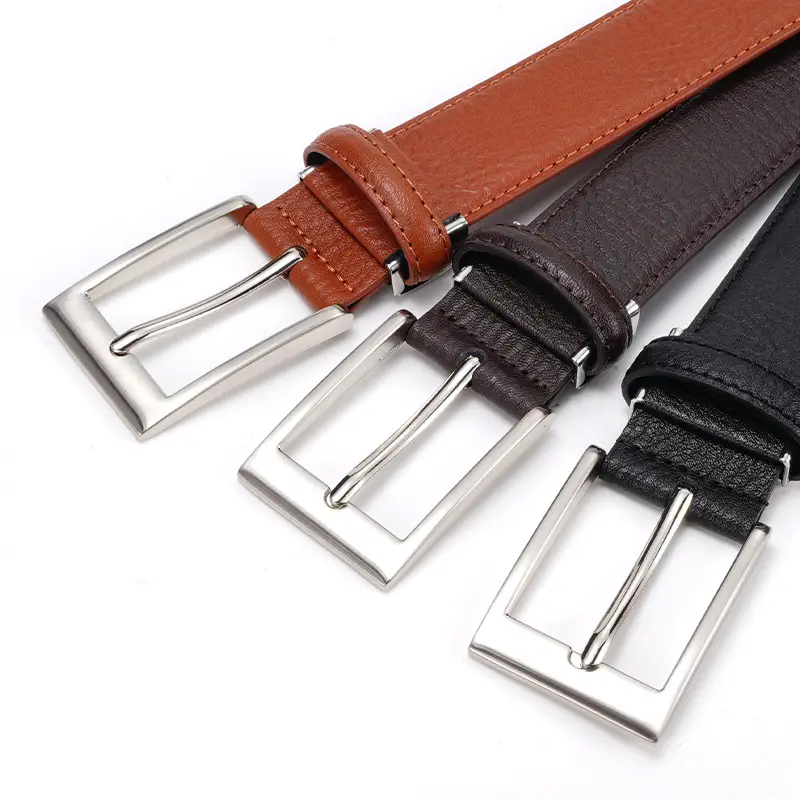 Men Genuine Leather Retro Brown Belt with Cross Buckle - Image 8