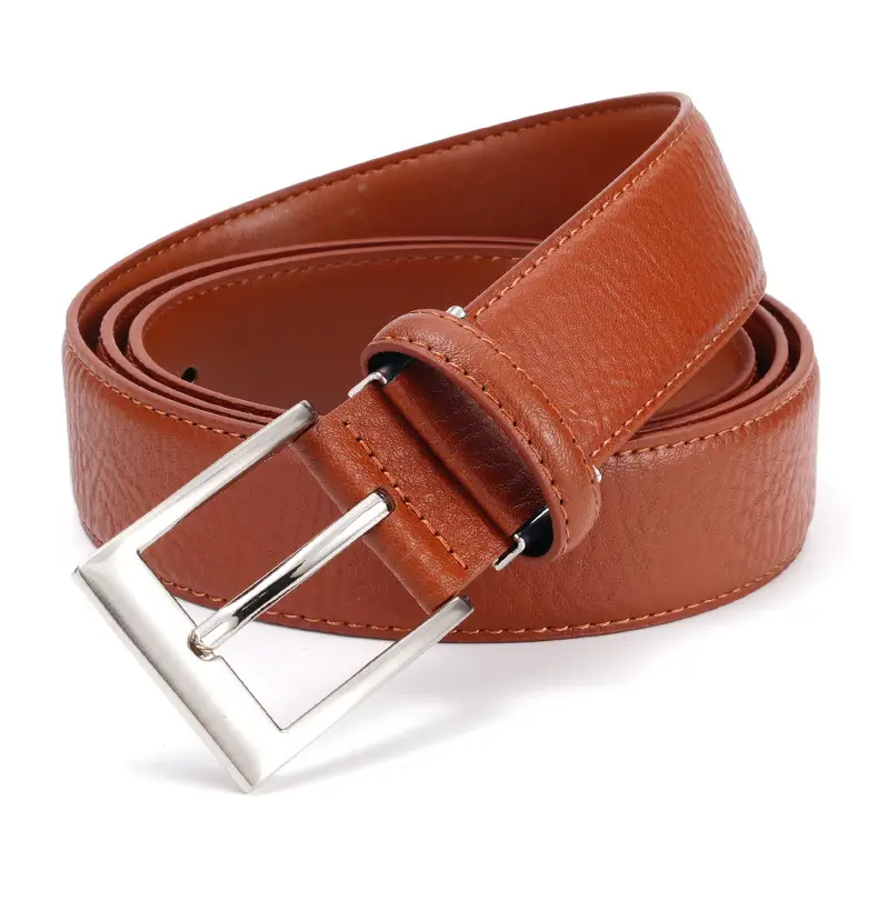Men Genuine Leather Retro Brown Belt with Cross Buckle — feature 12