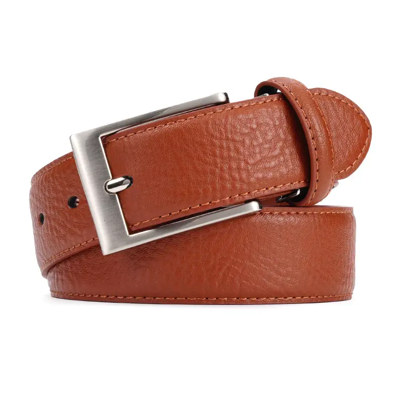 Men Genuine Leather Retro Brown Belt with Cross Buckle — feature 13