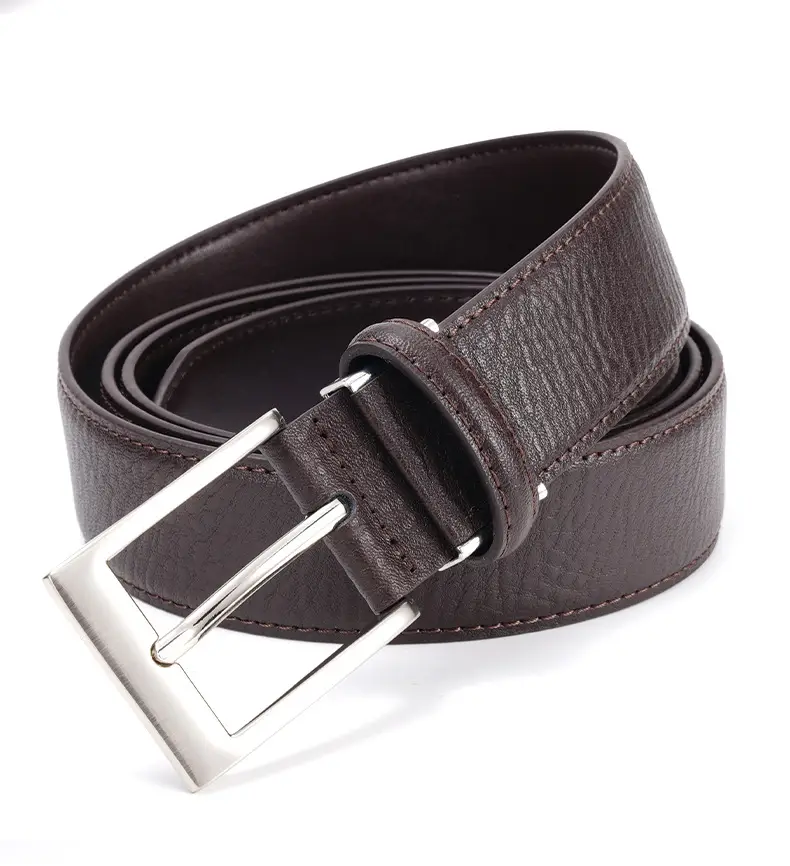 Men Genuine Leather Retro Brown Belt with Cross Buckle — feature 15