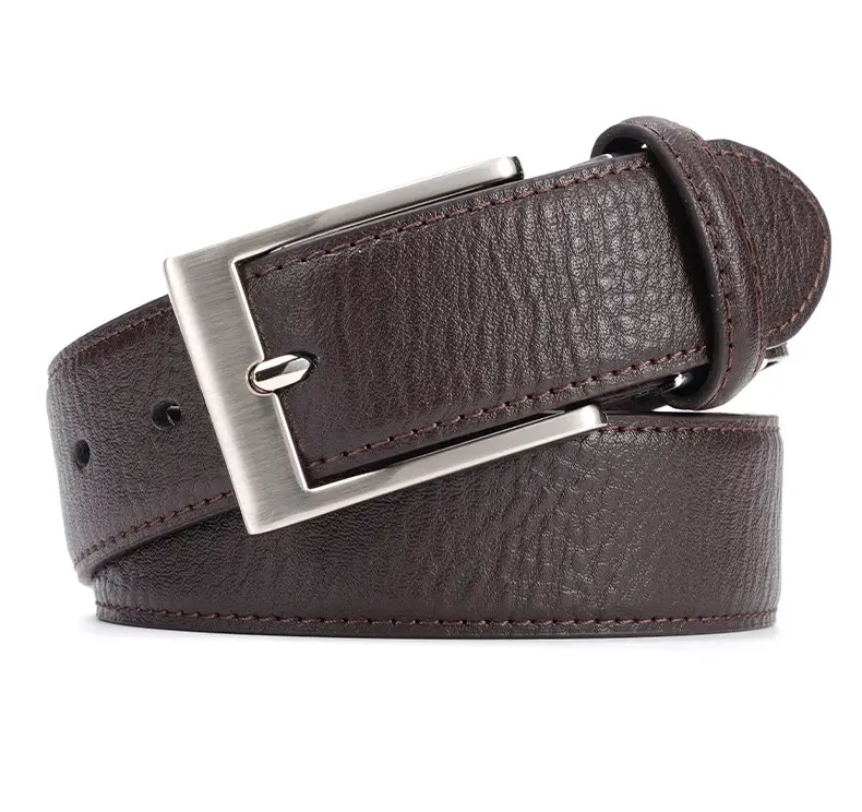 Men Genuine Leather Retro Brown Belt with Cross Buckle — feature 16