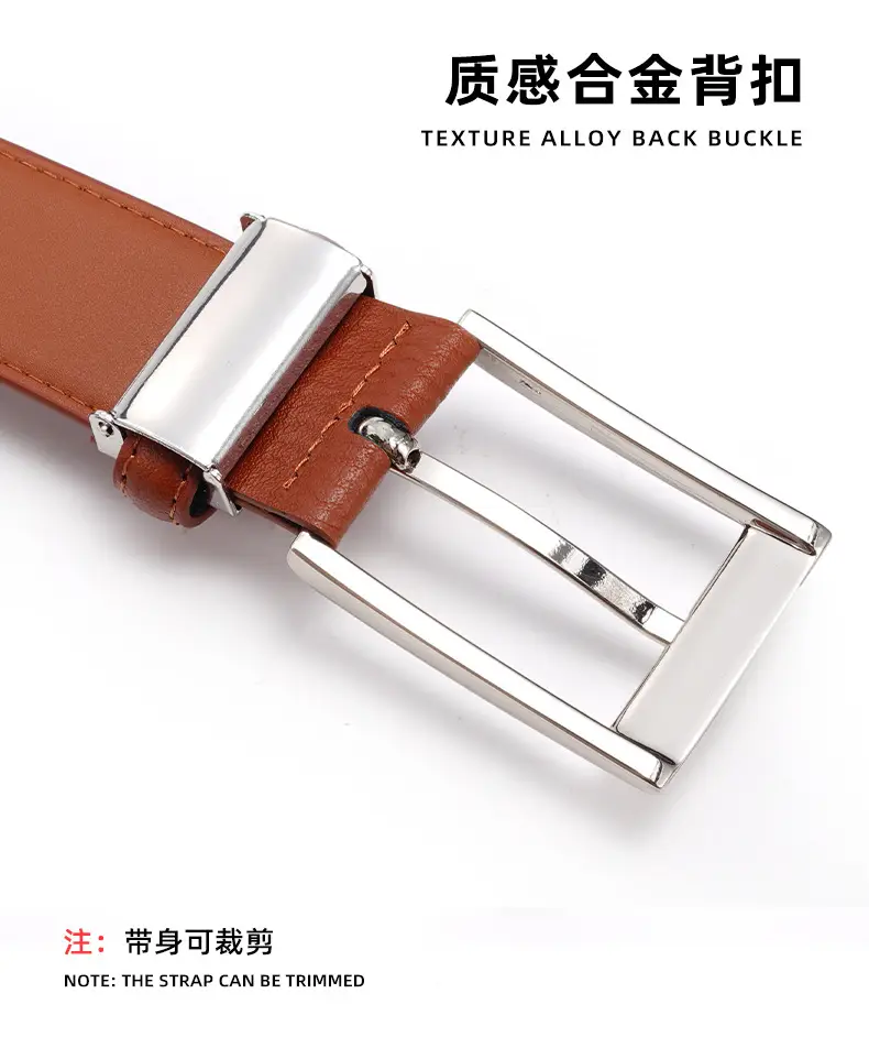 Men Genuine Leather Retro Brown Belt with Cross Buckle — feature 3