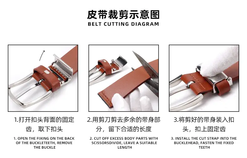 Men Genuine Leather Retro Brown Belt with Cross Buckle — feature 4