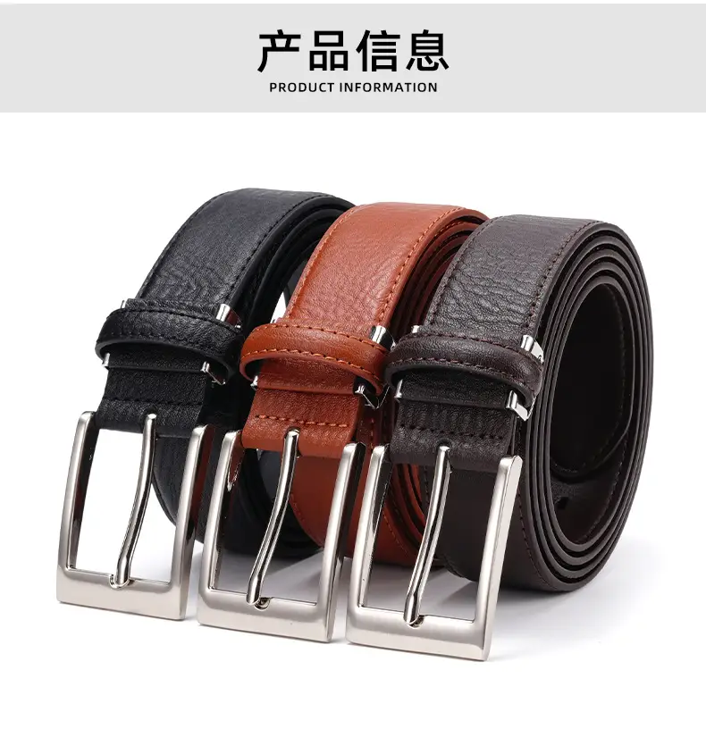 Men Genuine Leather Retro Brown Belt with Cross Buckle — feature 5