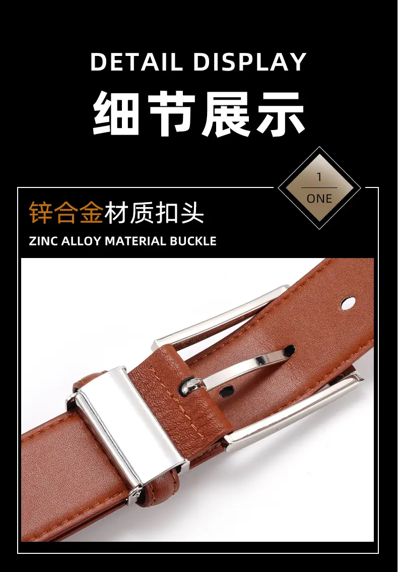 Men Genuine Leather Retro Brown Belt with Cross Buckle — feature 8