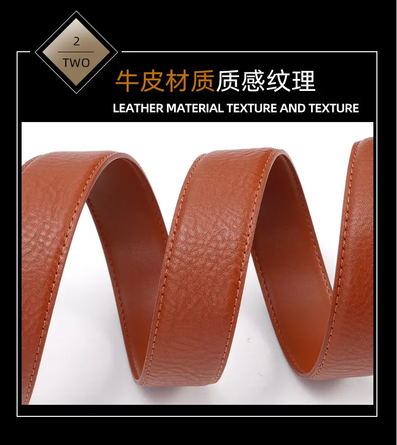 Men Genuine Leather Retro Brown Belt with Cross Buckle — feature 9