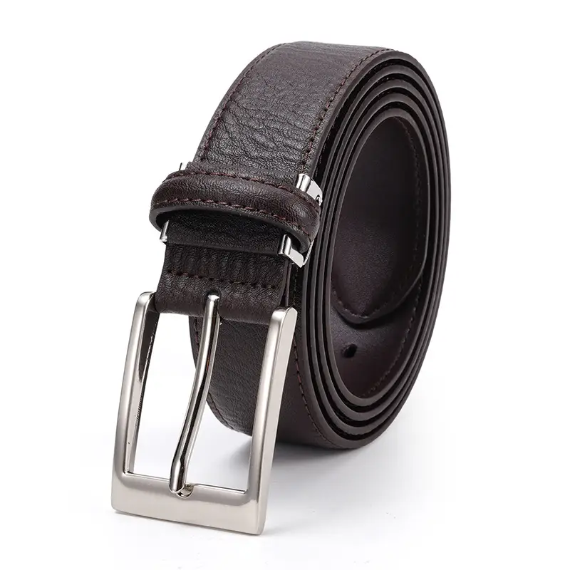 Men Genuine Leather Retro Brown Belt with Cross Buckle - Image 2
