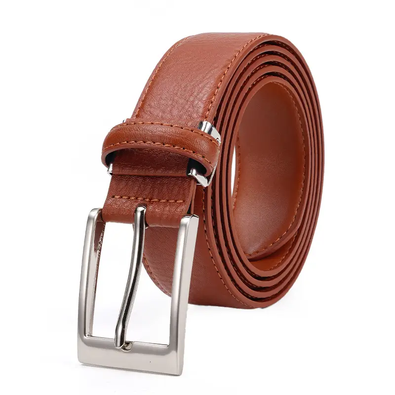 Men Genuine Leather Retro Brown Belt with Cross Buckle - Image 3